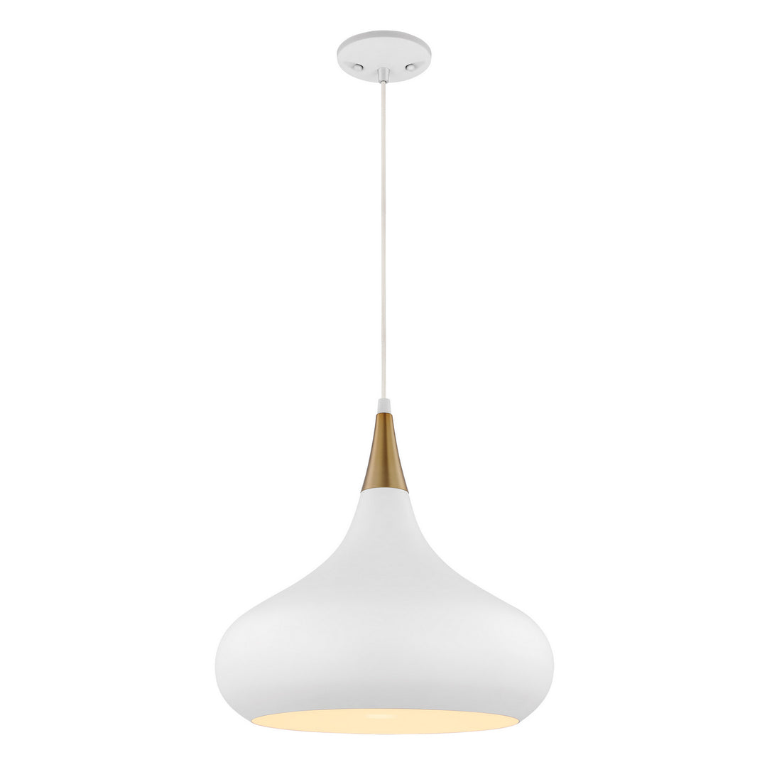 Nuvo Phoenix 60-7515 Pendant Light - Matte White / Burnished Brass