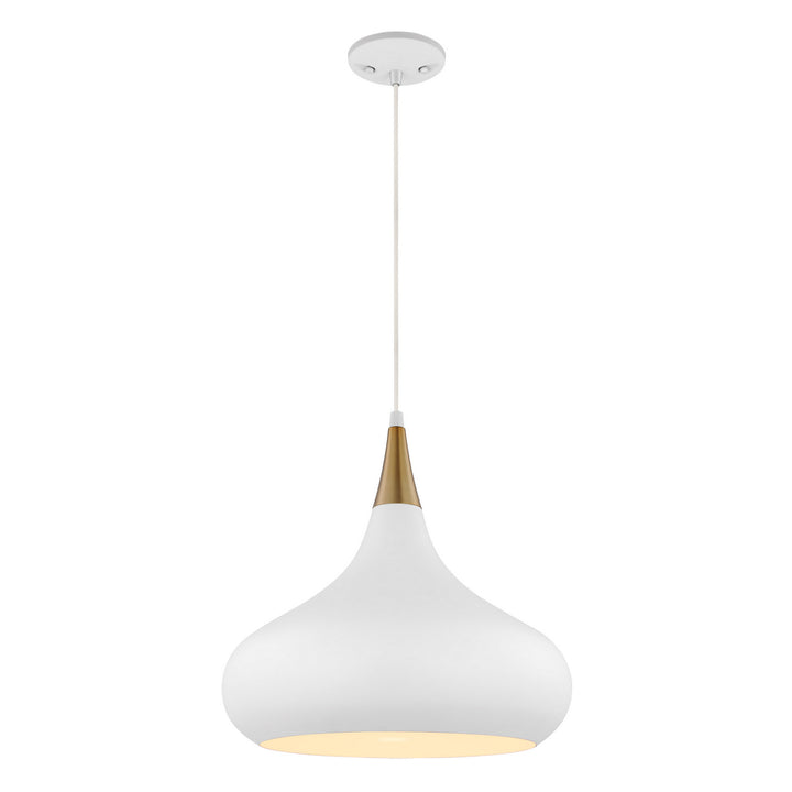 Nuvo Phoenix 60-7515 Pendant Light - Matte White / Burnished Brass