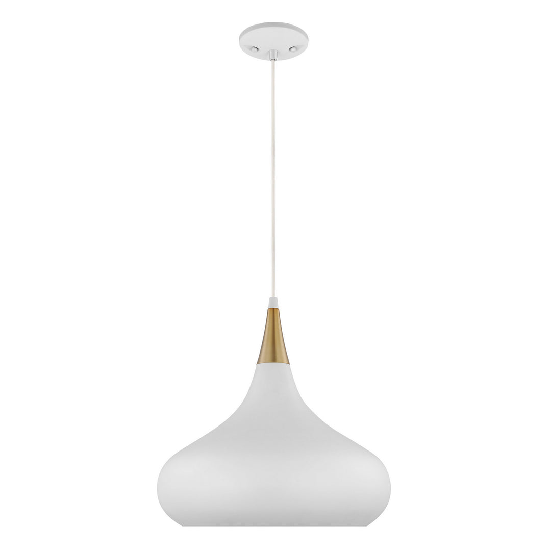 Nuvo Phoenix 60-7515 Pendant Light - Matte White / Burnished Brass