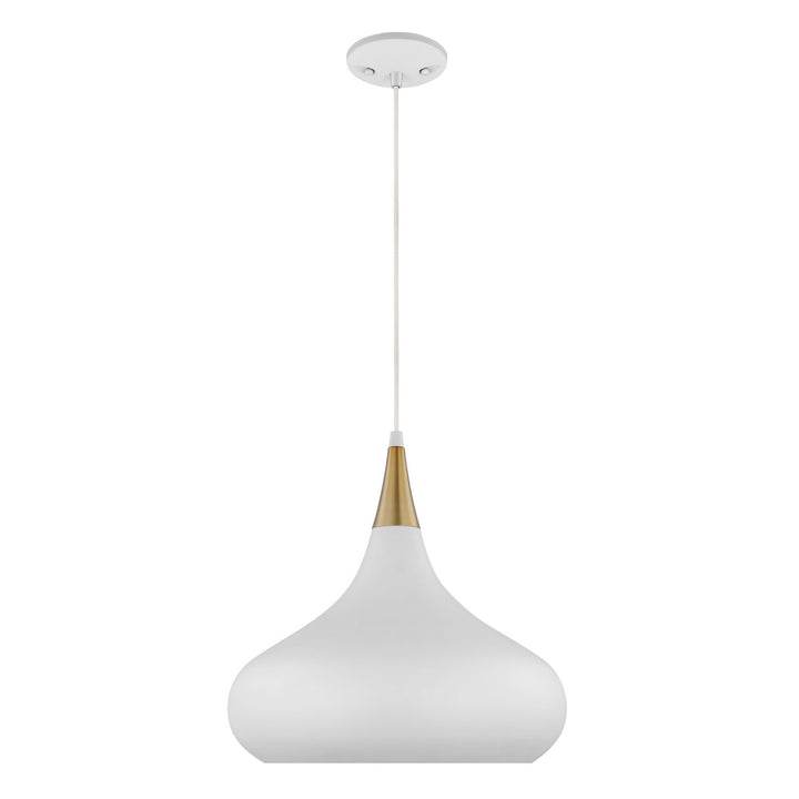 Nuvo Phoenix 60-7515 Pendant Light - Matte White / Burnished Brass