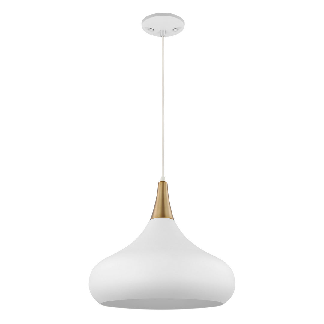 Nuvo Phoenix 60-7518 Pendant Light - Matte White / Burnished Brass