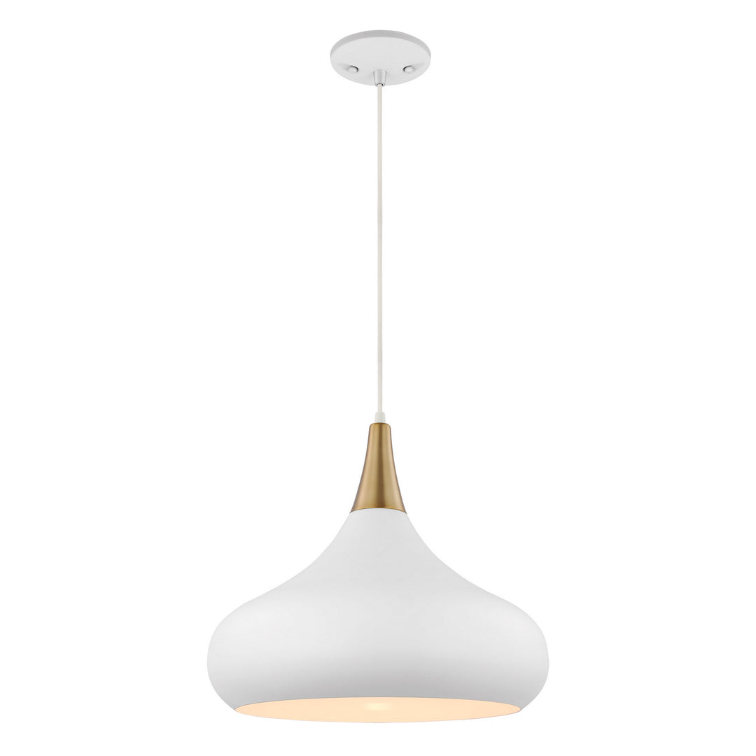 Nuvo Phoenix 60-7518 Pendant Light - Matte White / Burnished Brass
