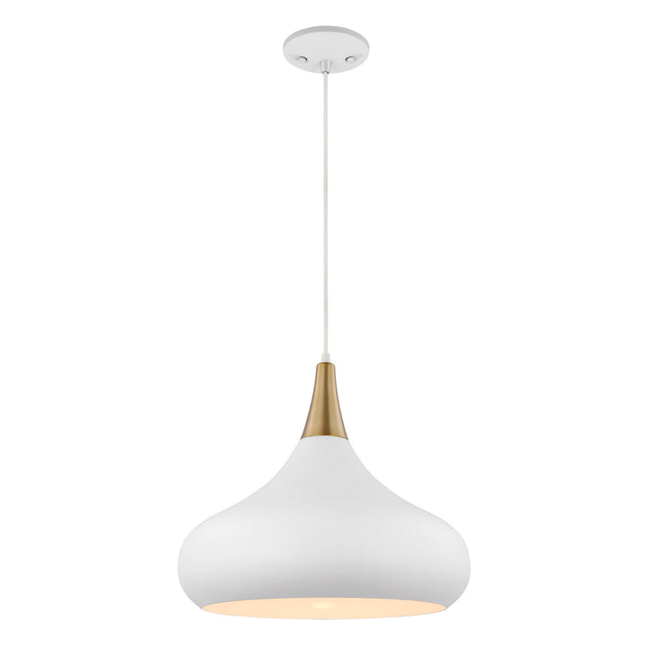 Nuvo Phoenix 60-7518 Pendant Light - Matte White / Burnished Brass