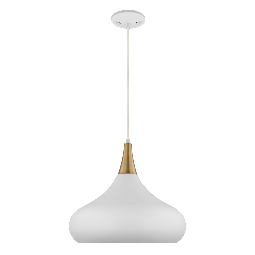 Nuvo Phoenix 60-7518 Pendant Light - Matte White / Burnished Brass