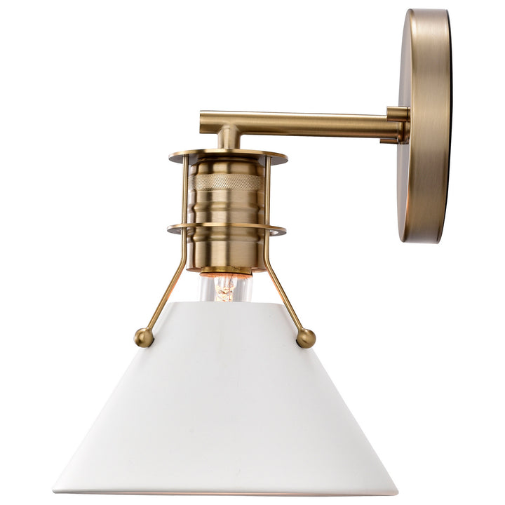 Nuvo Outpost 60-7520 Wall Light - Matte White / Burnished Brass
