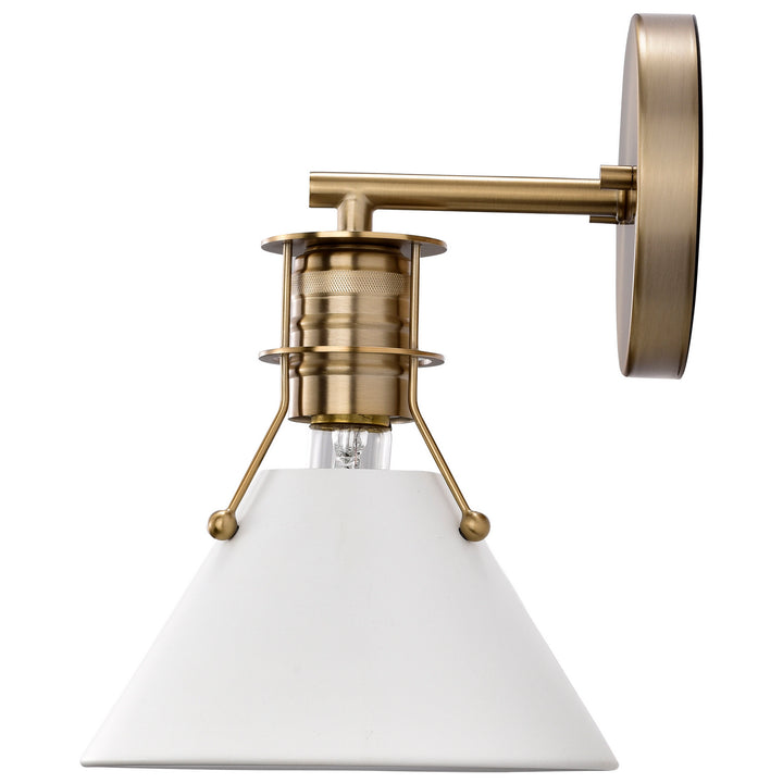 Nuvo Outpost 60-7520 Wall Light - Matte White / Burnished Brass