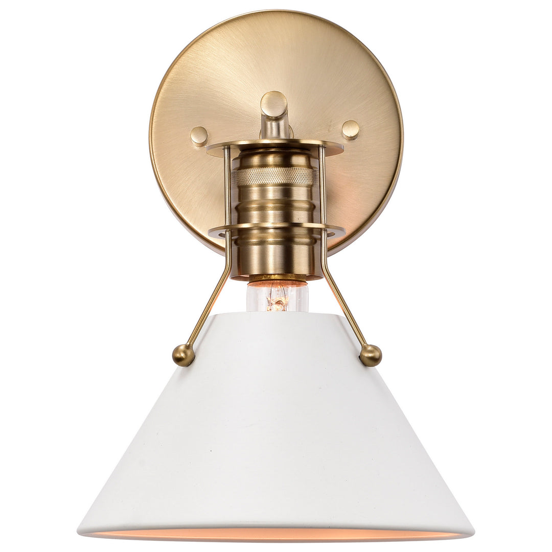 Nuvo Outpost 60-7520 Wall Light - Matte White / Burnished Brass