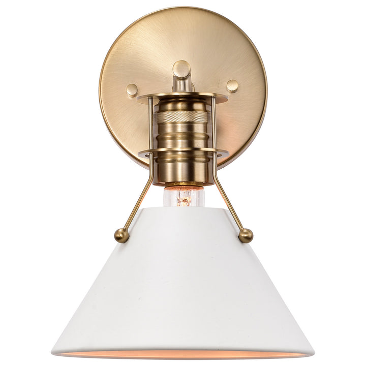 Nuvo Outpost 60-7520 Wall Light - Matte White / Burnished Brass