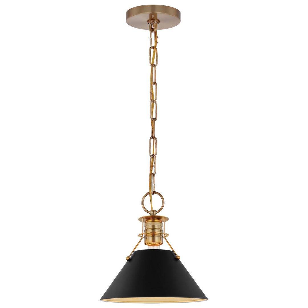 Nuvo Outpost 60-7521 Pendant Light - Matte Black / Burnished Brass