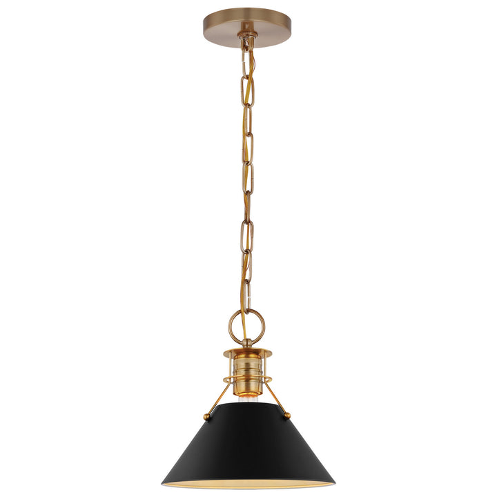 Nuvo Outpost 60-7521 Pendant Light - Matte Black / Burnished Brass