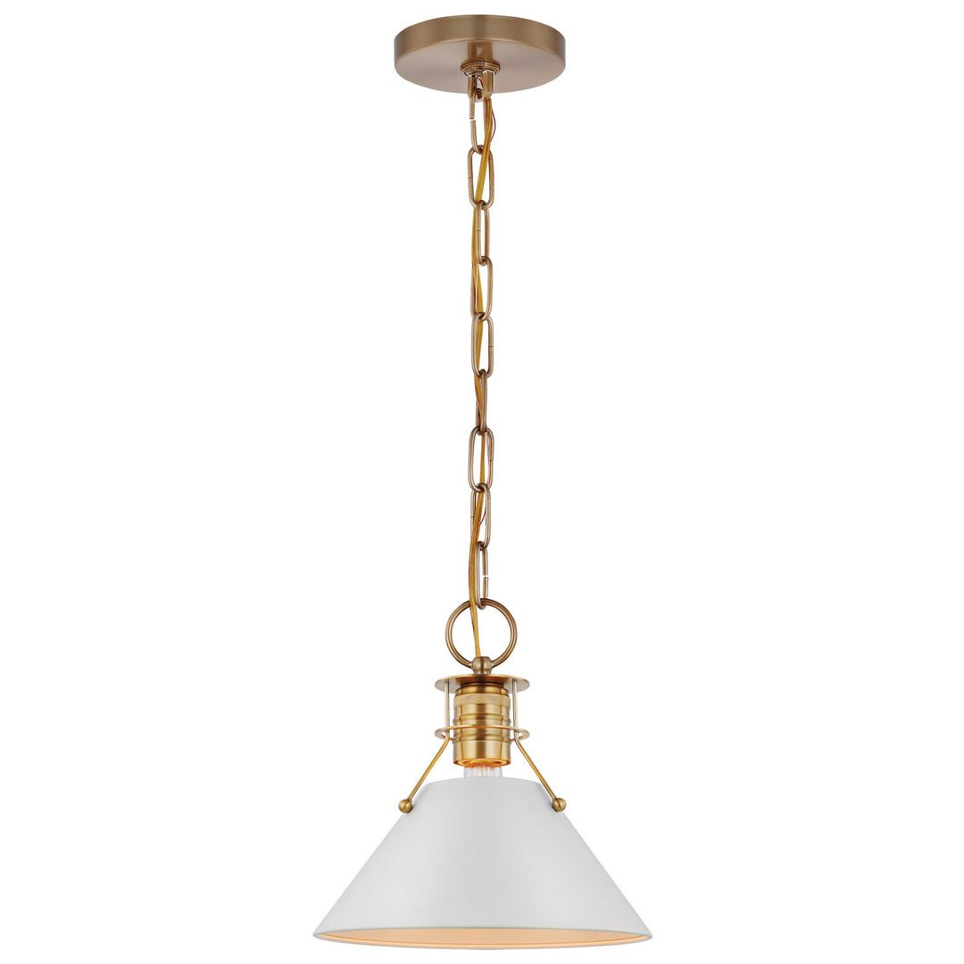 Nuvo Outpost 60-7522 Pendant Light - Matte White / Burnished Brass