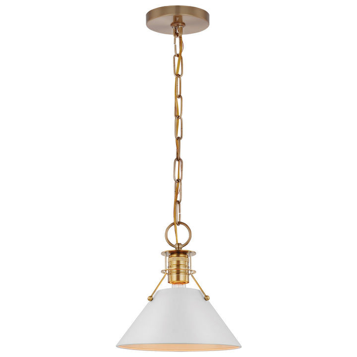 Nuvo Outpost 60-7522 Pendant Light - Matte White / Burnished Brass