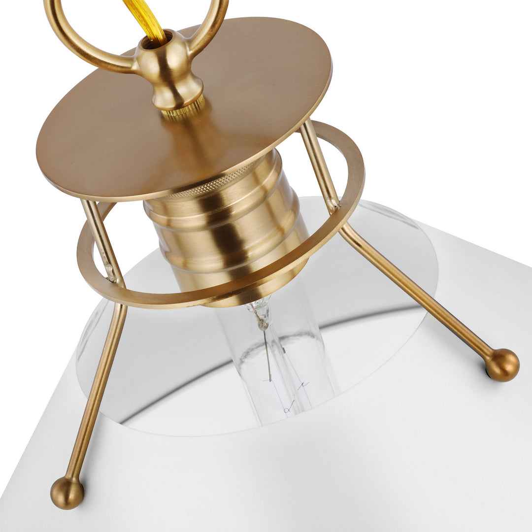 Nuvo Outpost 60-7522 Pendant Light - Matte White / Burnished Brass
