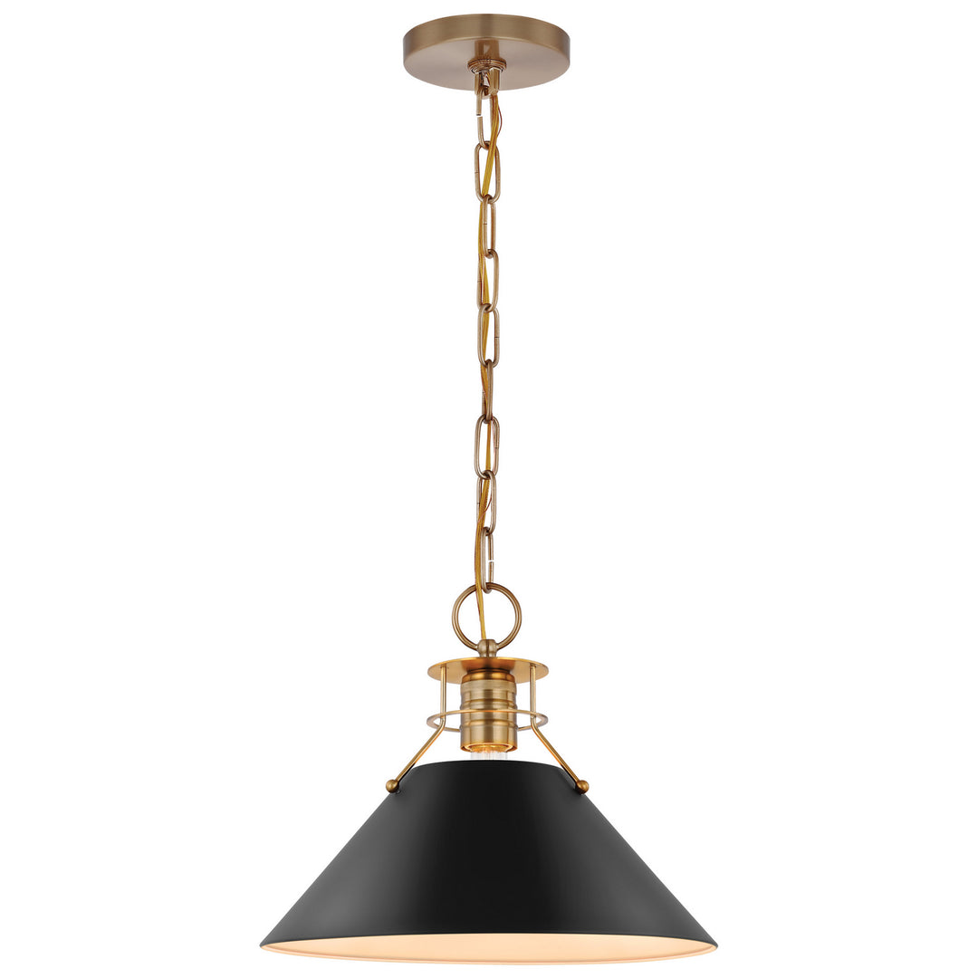 Nuvo Outpost 60-7523 Pendant Light - Matte Black / Burnished Brass