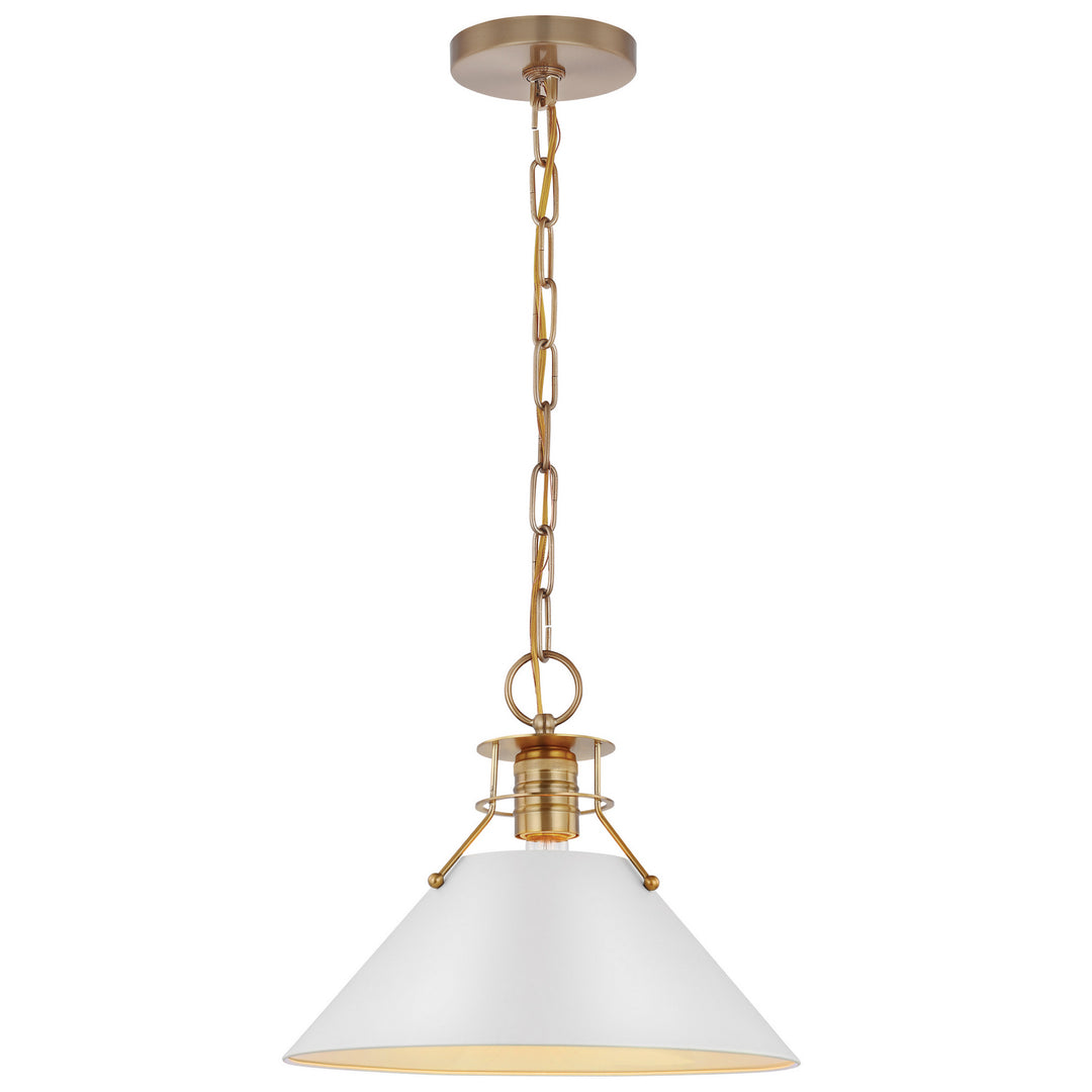 Nuvo Outpost 60-7524 Pendant Light - Matte White / Burnished Brass