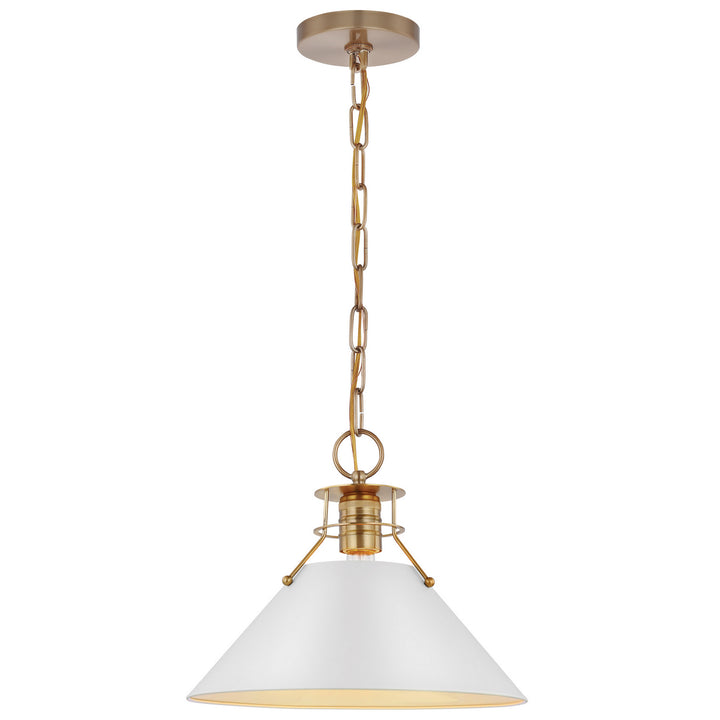 Nuvo Outpost 60-7524 Pendant Light - Matte White / Burnished Brass