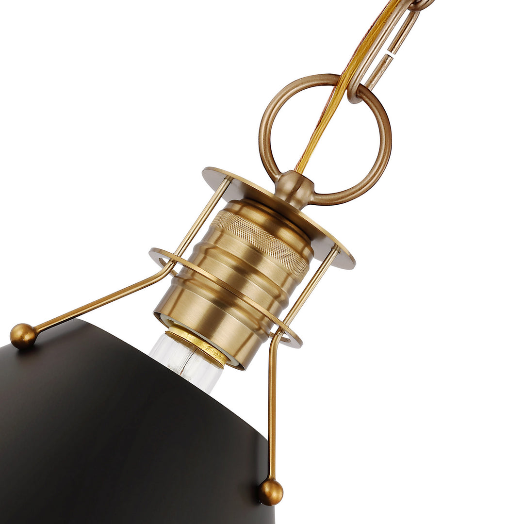 Nuvo Outpost 60-7525 Pendant Light - Matte Black / Burnished Brass