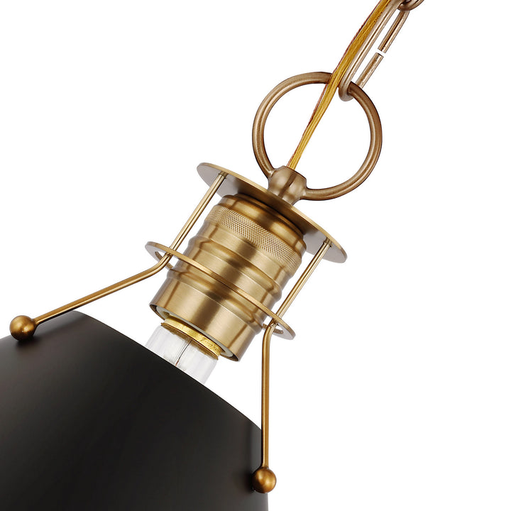 Nuvo Outpost 60-7525 Pendant Light - Matte Black / Burnished Brass