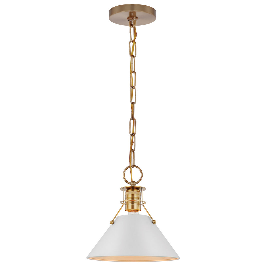 Nuvo Outpost 60-7526 Pendant Light - Matte White / Burnished Brass