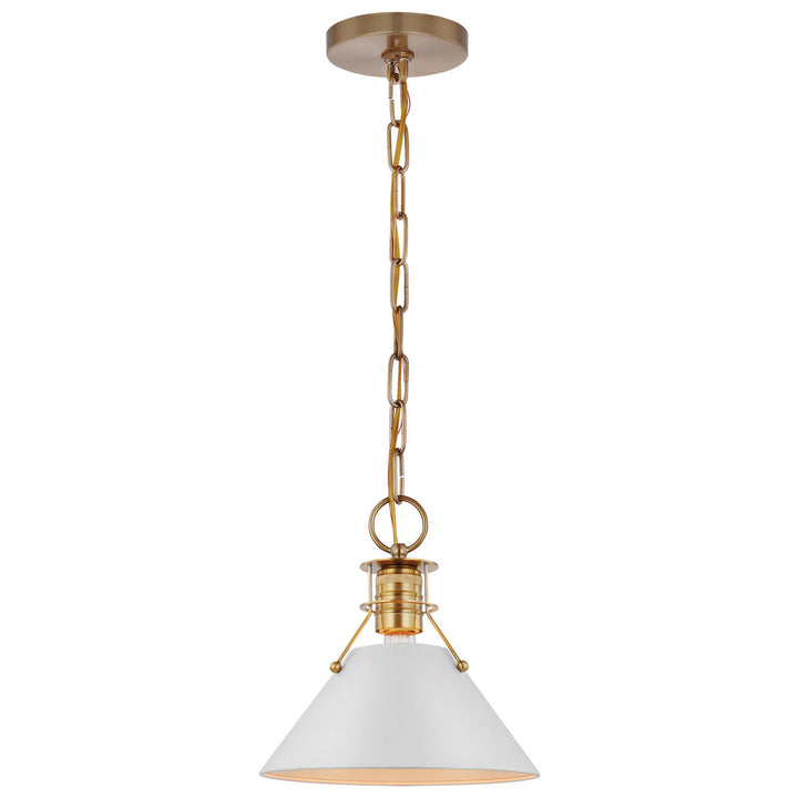 Nuvo Outpost 60-7526 Pendant Light - Matte White / Burnished Brass