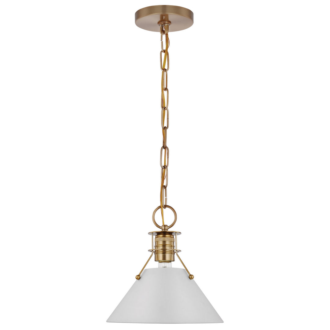 Nuvo Outpost 60-7526 Pendant Light - Matte White / Burnished Brass