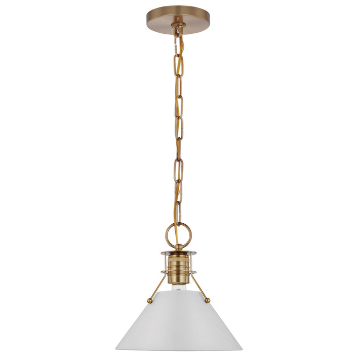 Nuvo Outpost 60-7526 Pendant Light - Matte White / Burnished Brass