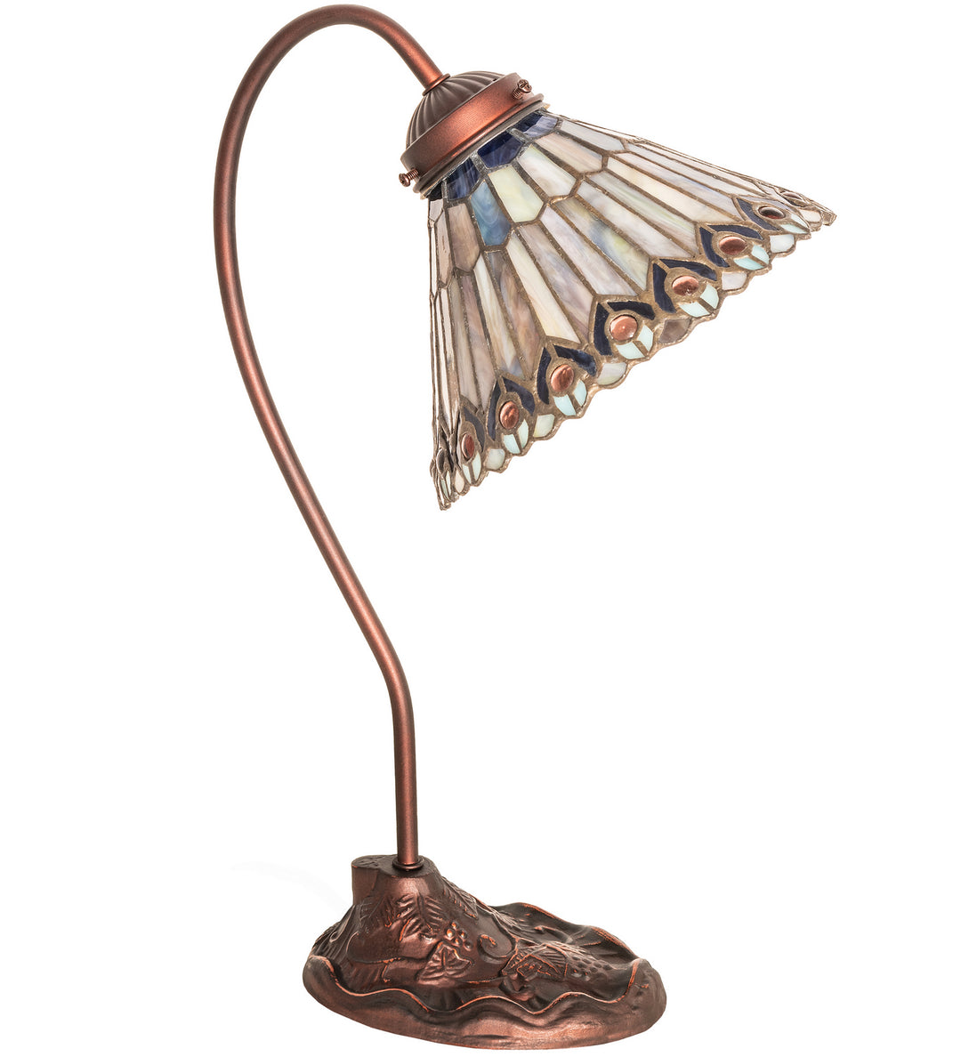 Meyda Tiffany Lighting 106055 Tiffany Jeweled Peacock One Light Desk Lamp Lamp Bronze / Dark