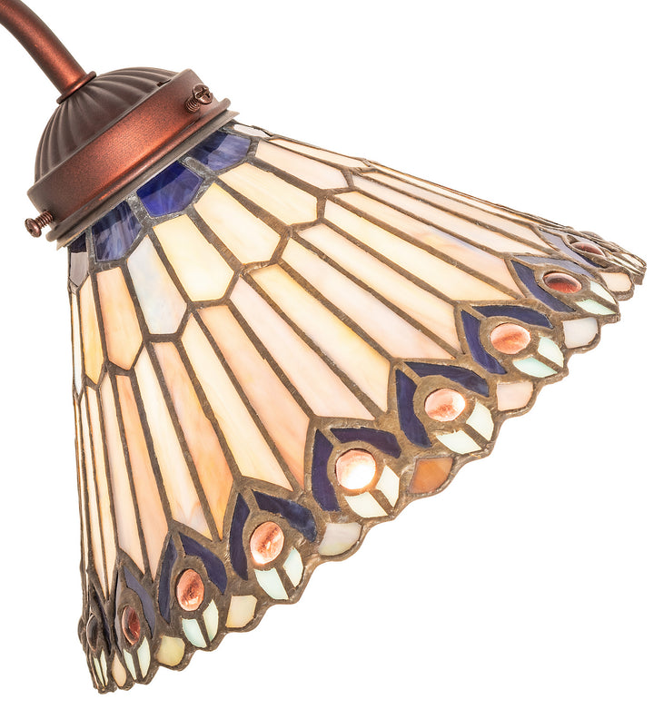 Meyda Tiffany Lighting 106055 Tiffany Jeweled Peacock One Light Desk Lamp Lamp Bronze / Dark