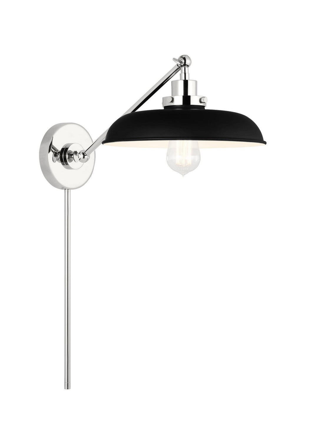 Visual Comfort Studio Wellfleet CW1141MBKPN Wall Light - Midnight Black and Polished Nickel