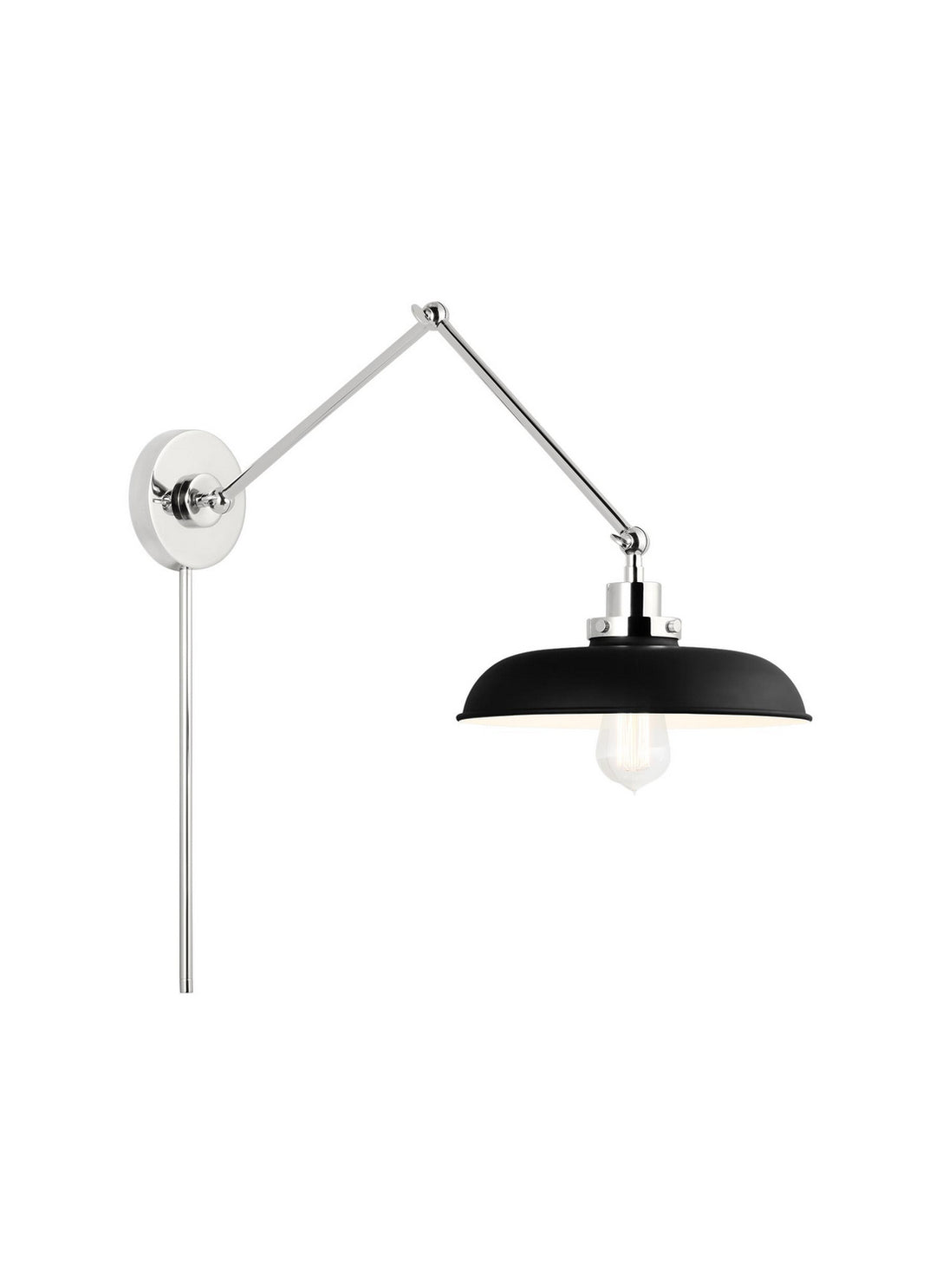 Visual Comfort Studio CW1171MBKPN Wellfleet One Light Wall Sconce Lamp Polished Nickel