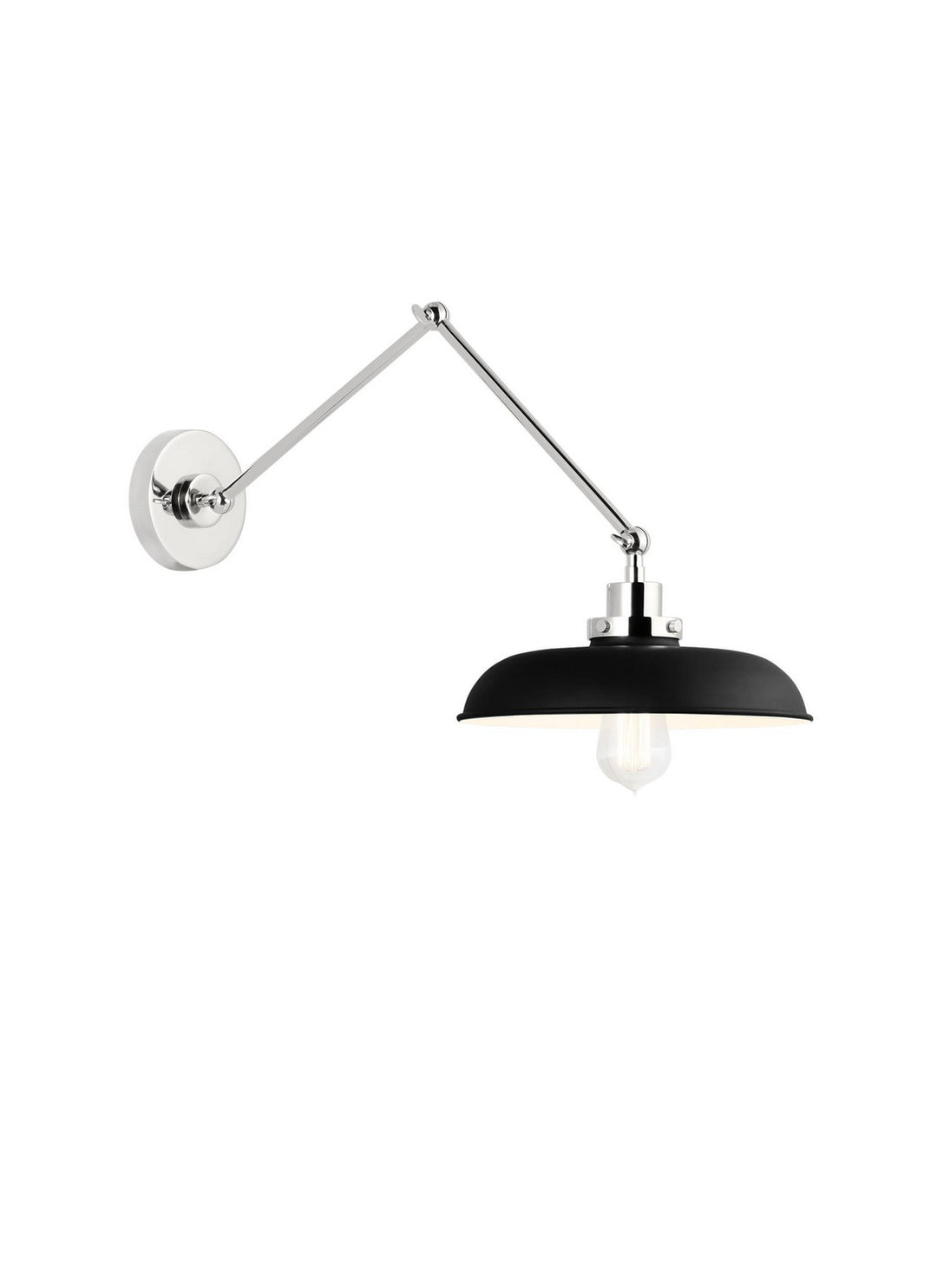 Visual Comfort Studio CW1171MBKPN Wellfleet One Light Wall Sconce Lamp Polished Nickel