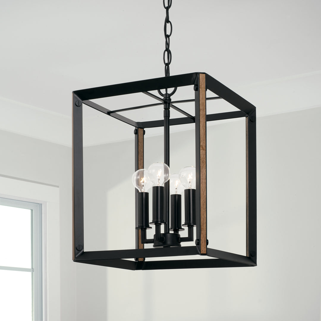 Capital Rowe 545441KD Pendant Light - Matte Black and Brown Wood