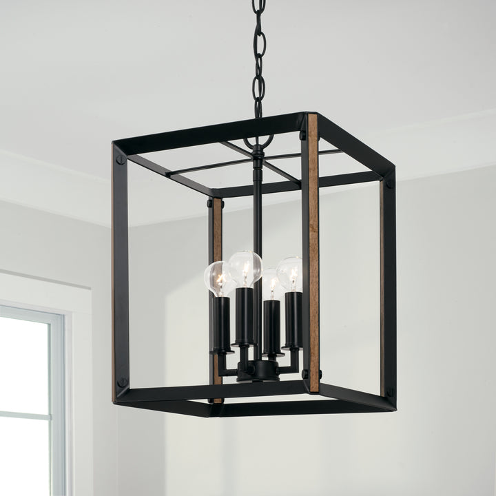 Capital Rowe 545441KD Pendant Light - Matte Black and Brown Wood