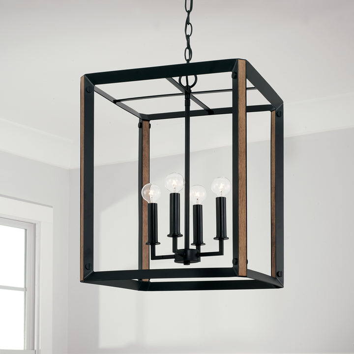 Capital Rowe 545442KD Pendant Light - Matte Black and Brown Wood