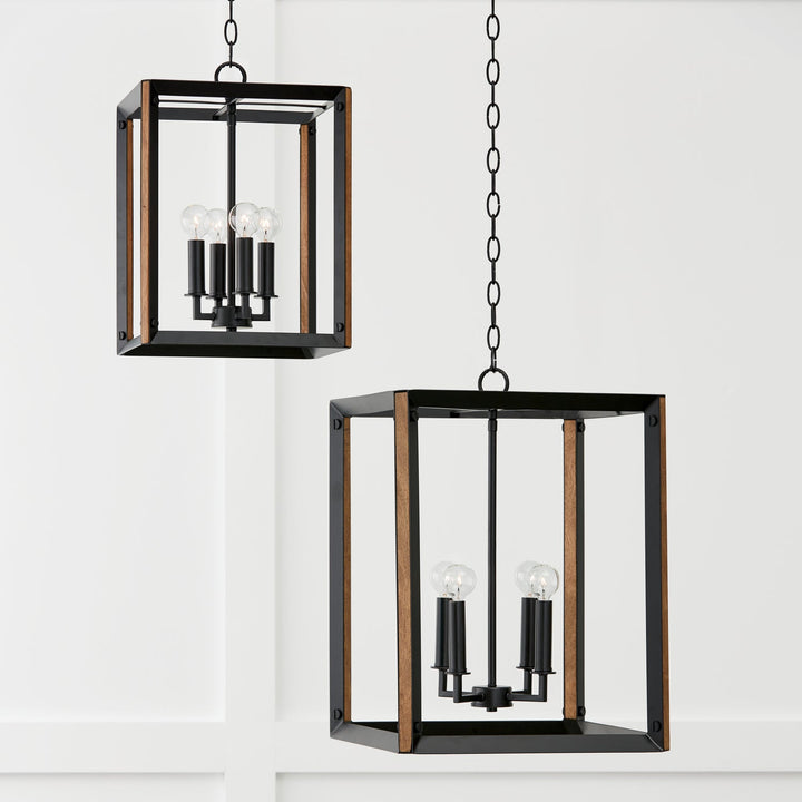 Capital Rowe 545442KD Pendant Light - Matte Black and Brown Wood