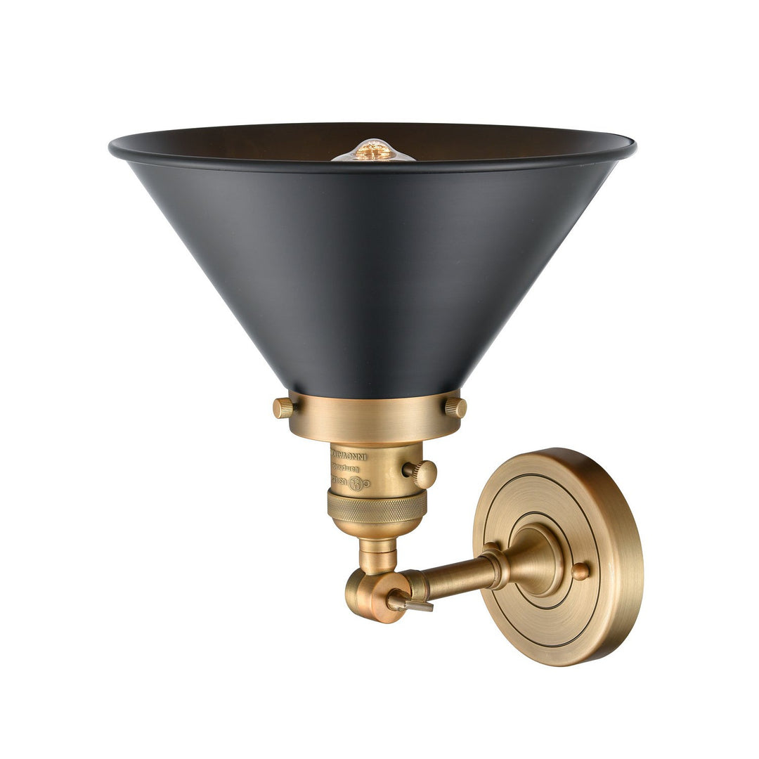 Innovations Franklin Restoration 203SW-BB-M10-BK Wall Sconce Light - Brushed Brass