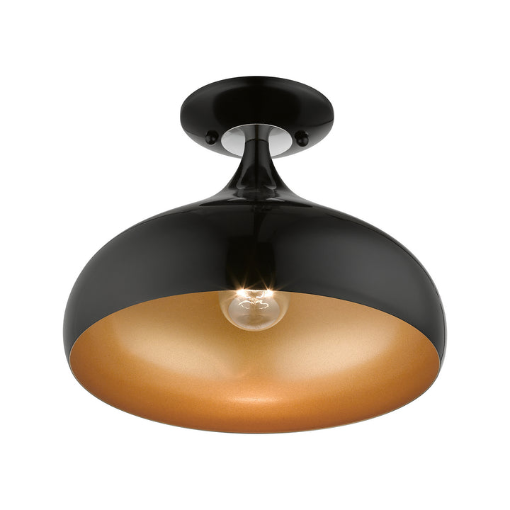 Livex Amador 41050-68 Ceiling Light - Shiny Black w/ Polished Chromes