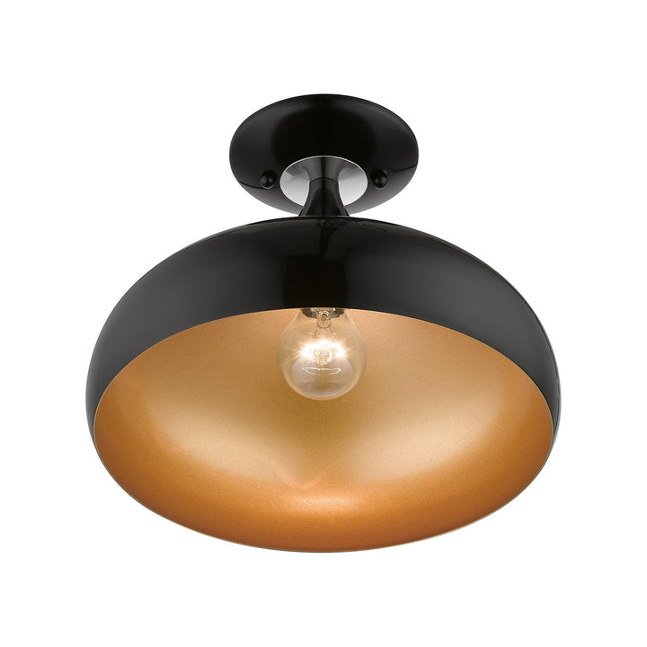 Livex Amador 41050-68 Ceiling Light - Shiny Black w/ Polished Chromes