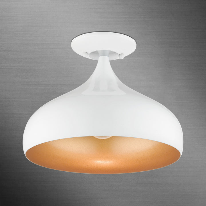 Livex Amador 41050-69 Ceiling Light - Shiny White w/ Polished Chromes