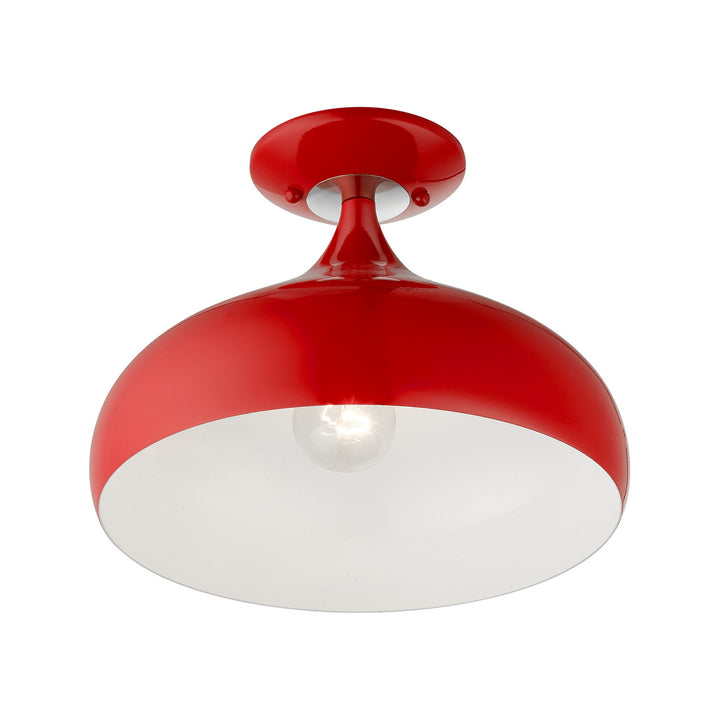 Livex Amador 41050-72 Ceiling Light - Shiny Red w/ Polished Chromes