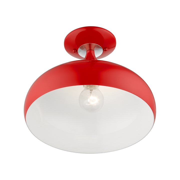 Livex Amador 41050-72 Ceiling Light - Shiny Red w/ Polished Chromes