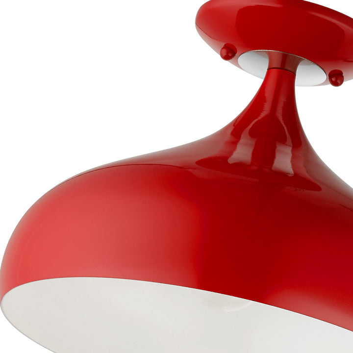 Livex Amador 41050-72 Ceiling Light - Shiny Red w/ Polished Chromes