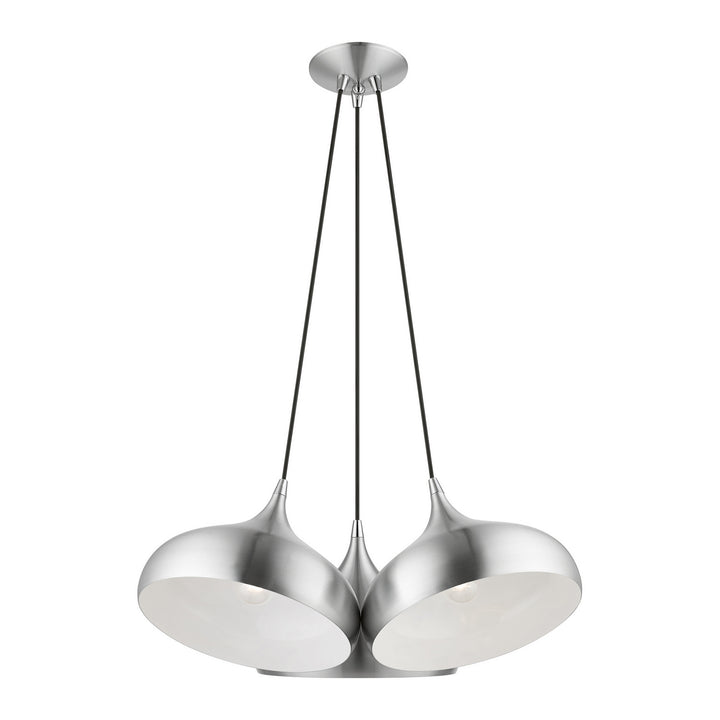 Livex Amador 41053-66 Pendant Light - Brushed Aluminum w/ Polished Chromes