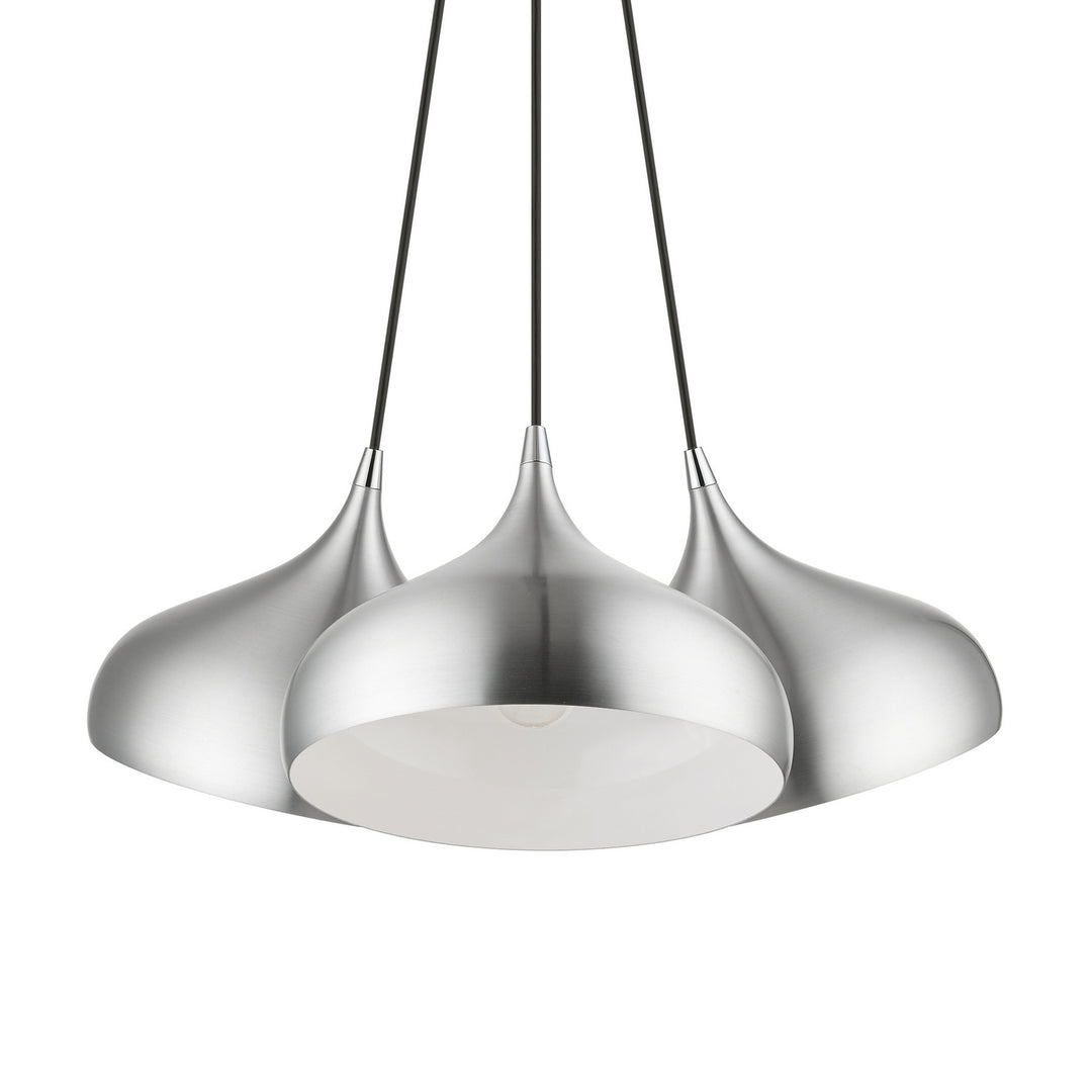 Livex Amador 41053-66 Pendant Light - Brushed Aluminum w/ Polished Chromes