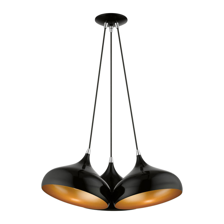 Livex Amador 41053-68 Pendant Light - Shiny Black w/ Polished Chromes