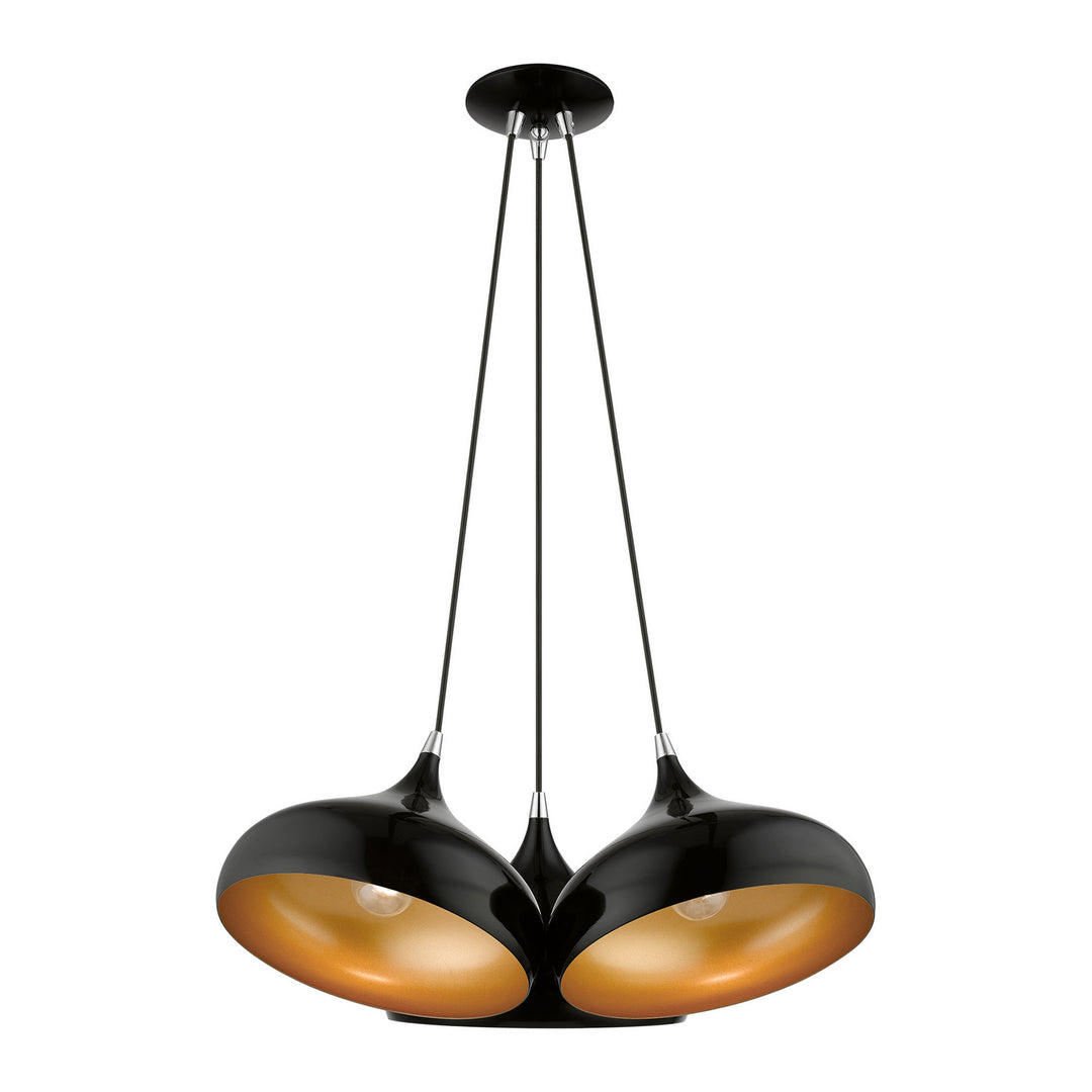 Livex Amador 41053-68 Pendant Light - Shiny Black w/ Polished Chromes