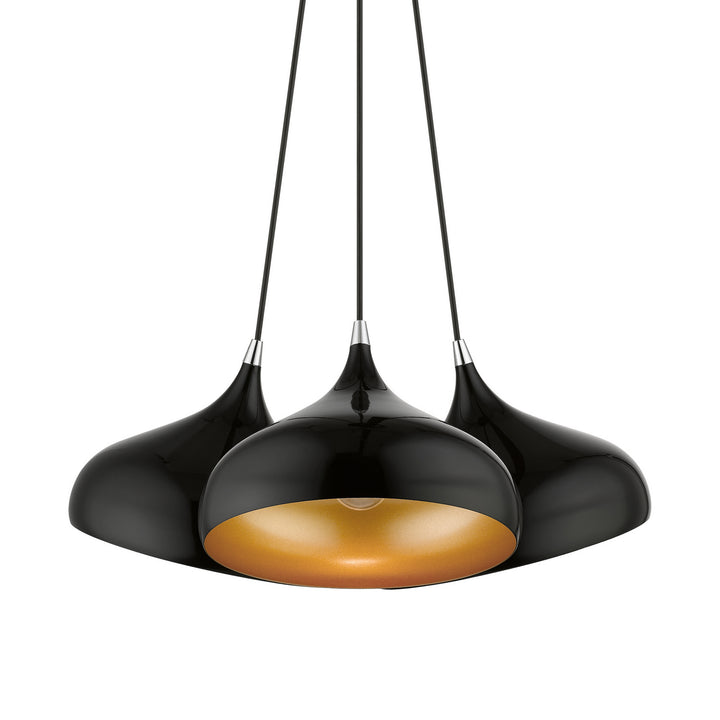 Livex Amador 41053-68 Pendant Light - Shiny Black w/ Polished Chromes