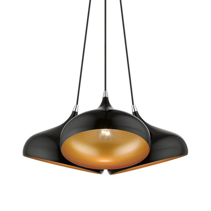 Livex Amador 41053-68 Pendant Light - Shiny Black w/ Polished Chromes