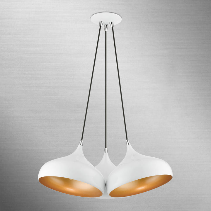 Livex Amador 41053-69 Pendant Light - Shiny White w/ Polished Chromes