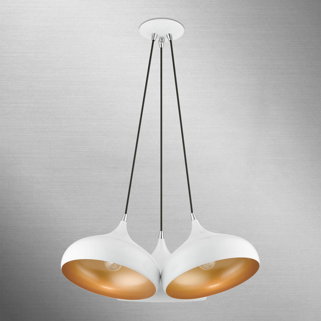 Livex Amador 41053-69 Pendant Light - Shiny White w/ Polished Chromes